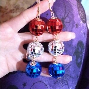 Handcrafted Disco ball Christmas earrings